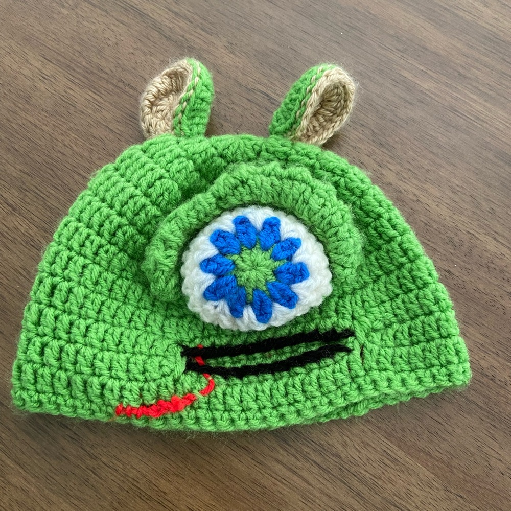Set of cute handmade winter character hats
